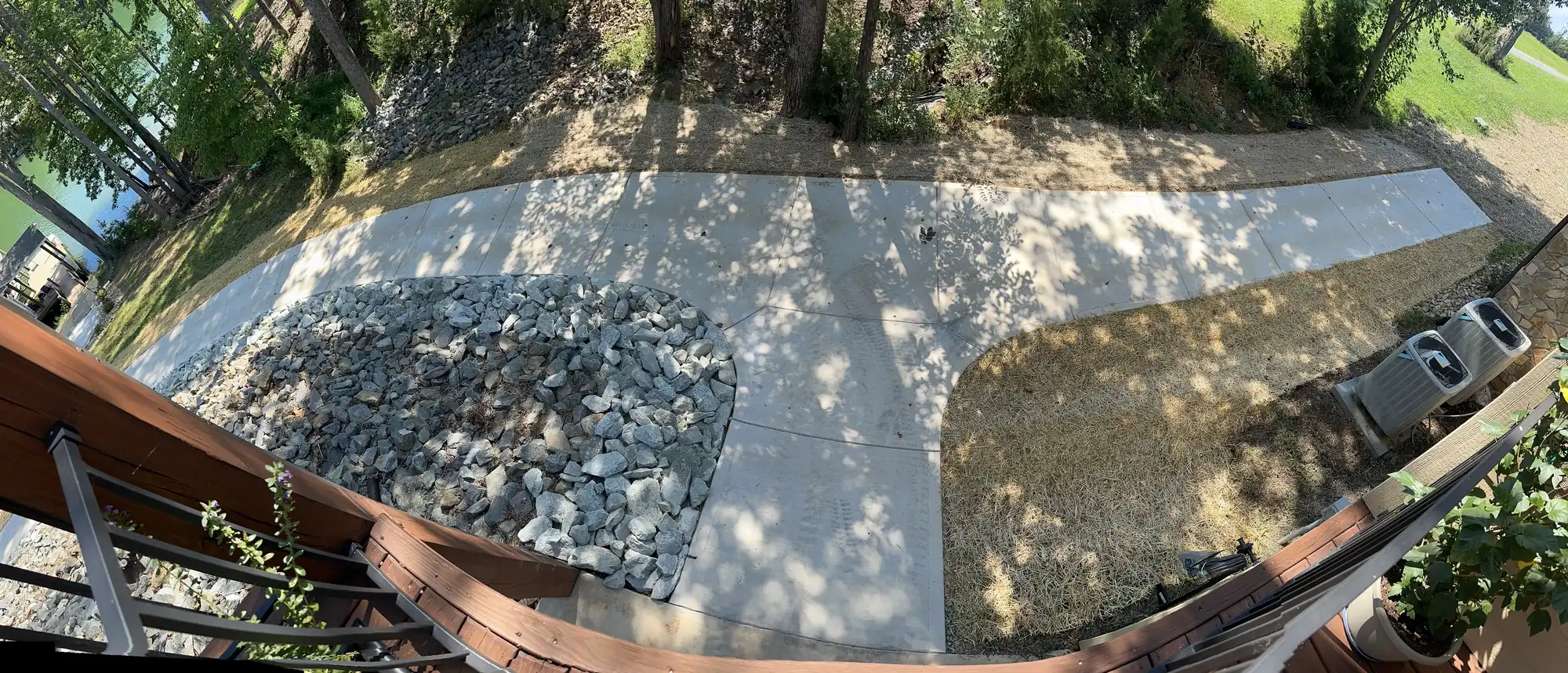 Concrete sidewalk and pathway at Smith Mountain Lake property