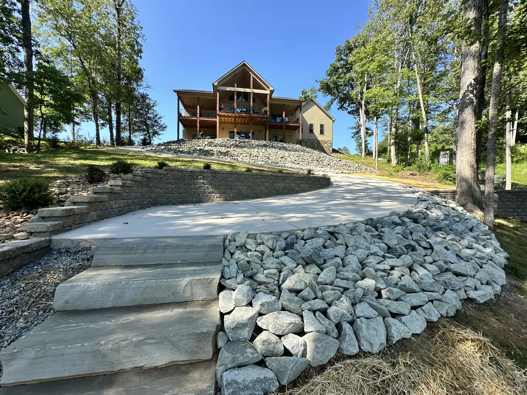 Golf cart path installation with grading at Smith Mountain Lake