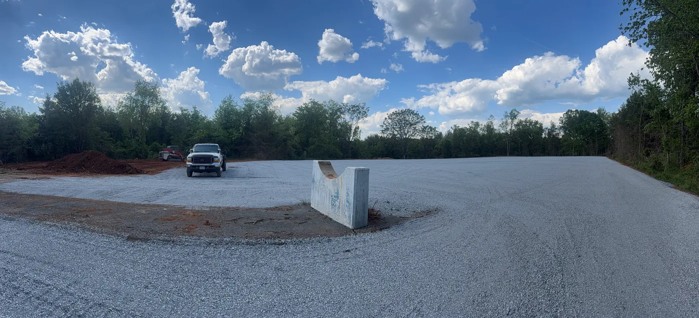 Full panoramic showing scale of commercial lay down lot